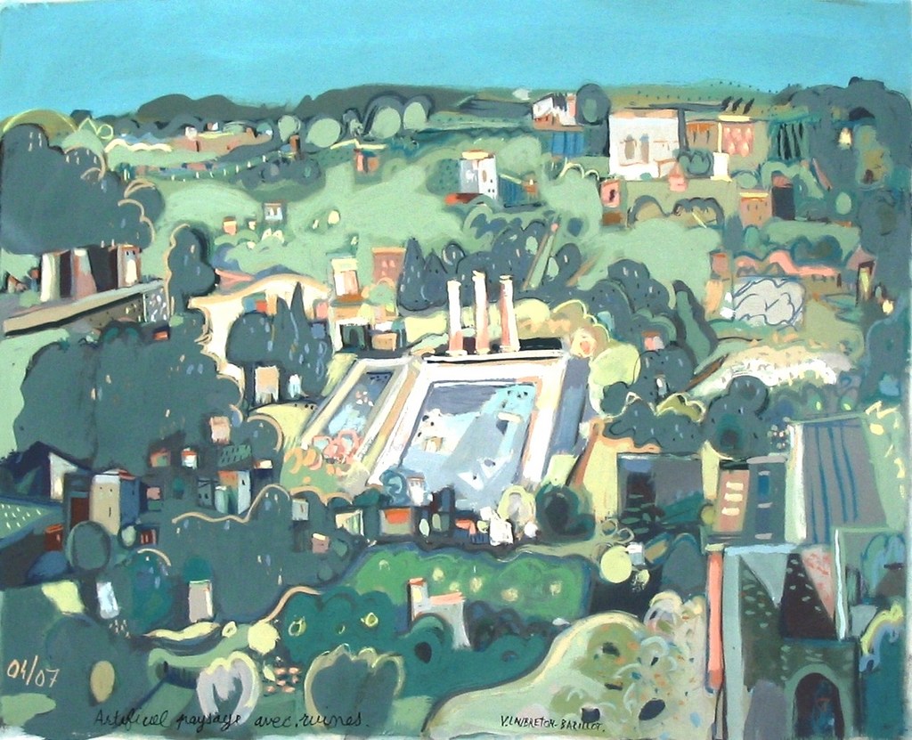 Artificiel paysage avec ruines