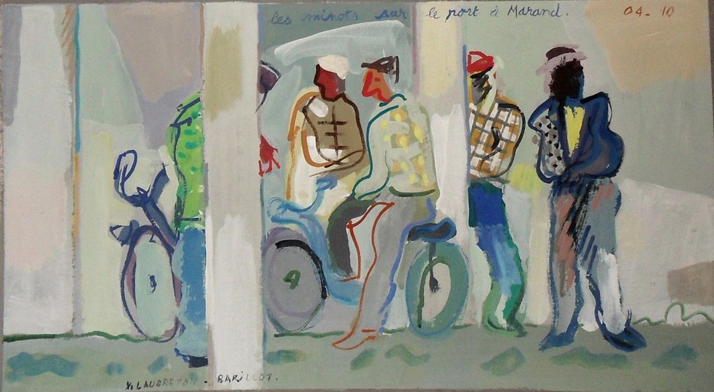 Les minots sur le port à Marans