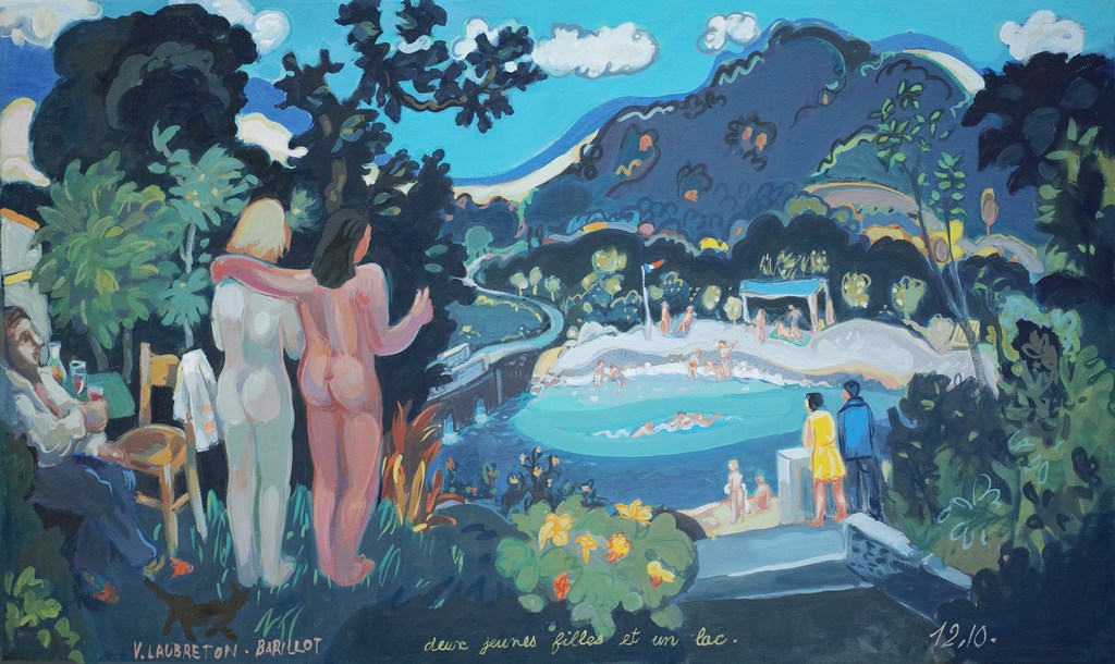 2 jeunes filles et un lac
