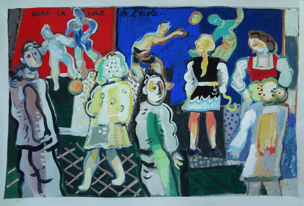Dans la cour de l'école