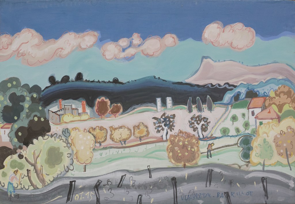 (paysage aux nuages roses)